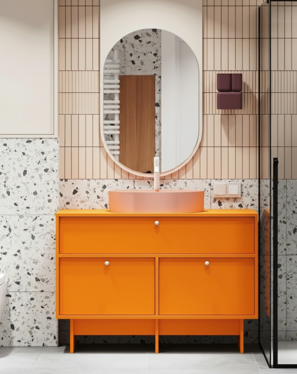 OUTLET Szafka z umywalką OMNIRES w stylu JAPANDI KABE KU01