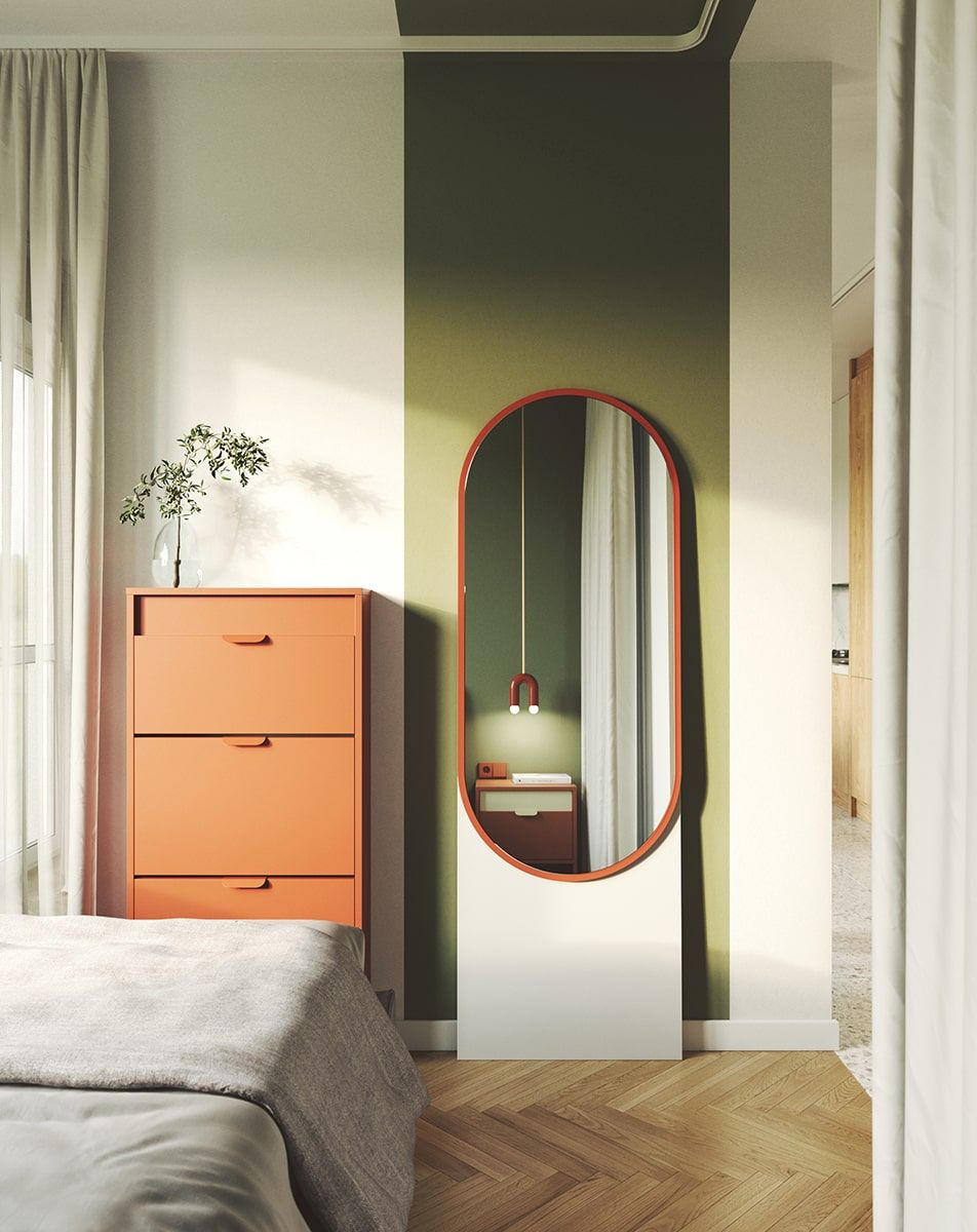Lustro stojące LAYERS LAY52
Kolor: Porcelanowa Biel
Kolor ramki, płyty pod lustrem: Ognista Terakota
Rodzaj tafli lustra: Klasyczne