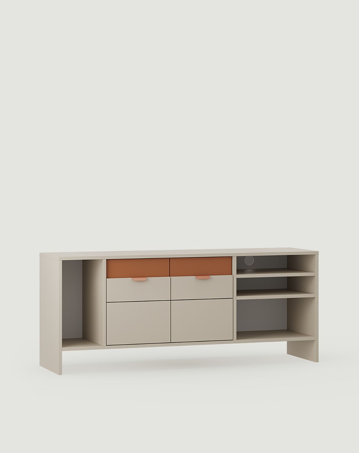 Sideboard komoda LAYERS LAY56
Kolor: Szampański Beż
Kolor drugiej warstwy frontu: Głębia Sahary
Uchwyt: Uchwyt LAYERS 110 Głębia Sahary