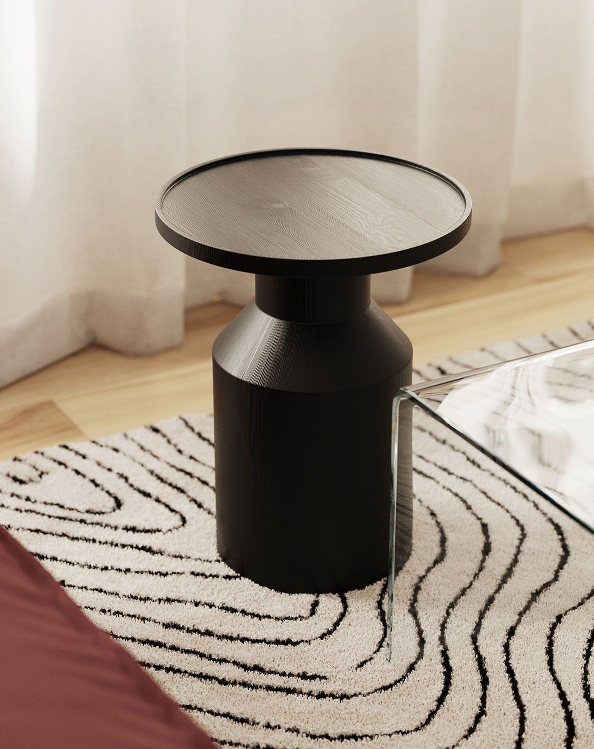 Stolik pomocniczy drewniany FLAT SP2 Czarny                            