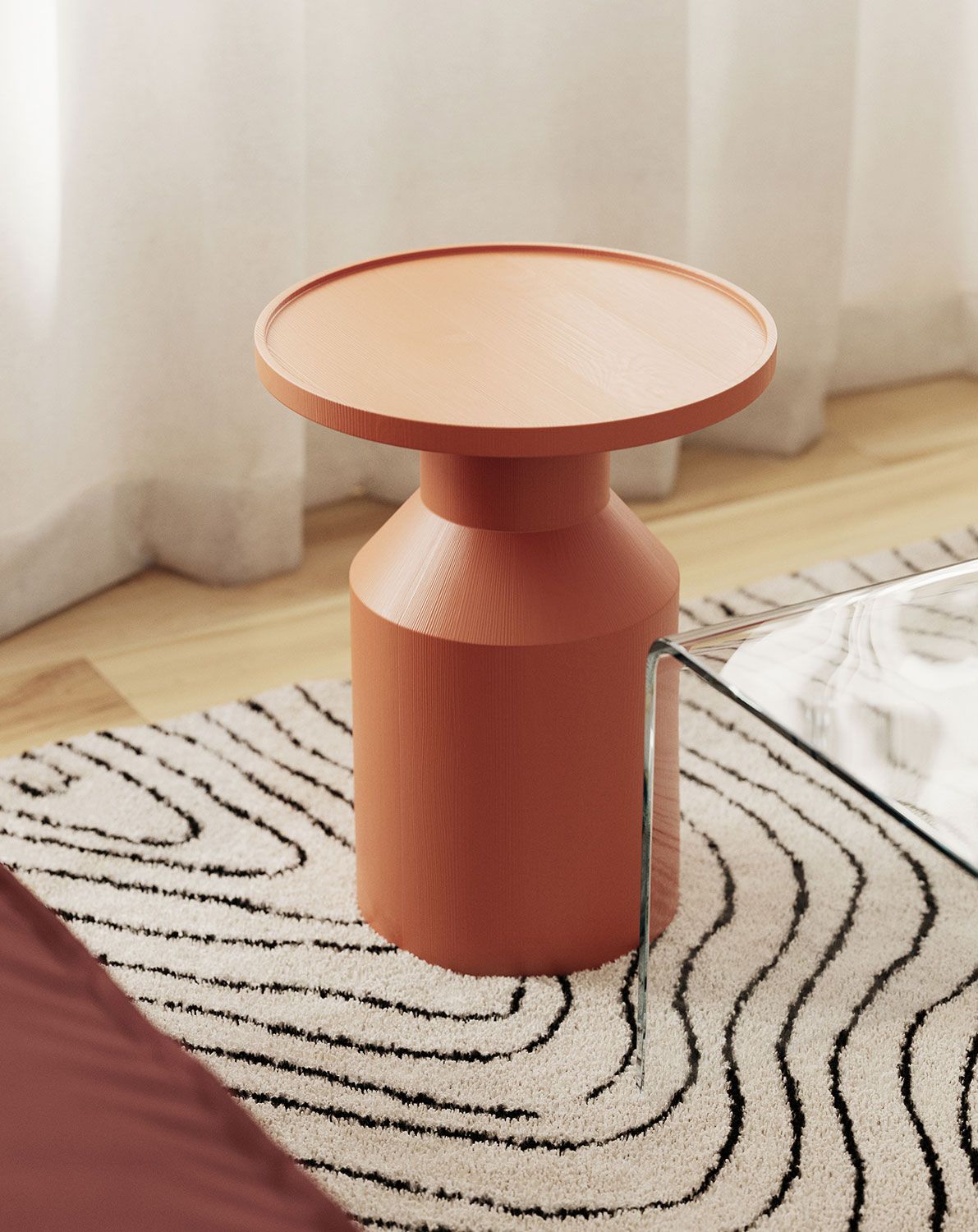 Stolik pomocniczy drewniany FLAT SP2 Mandarynka                            