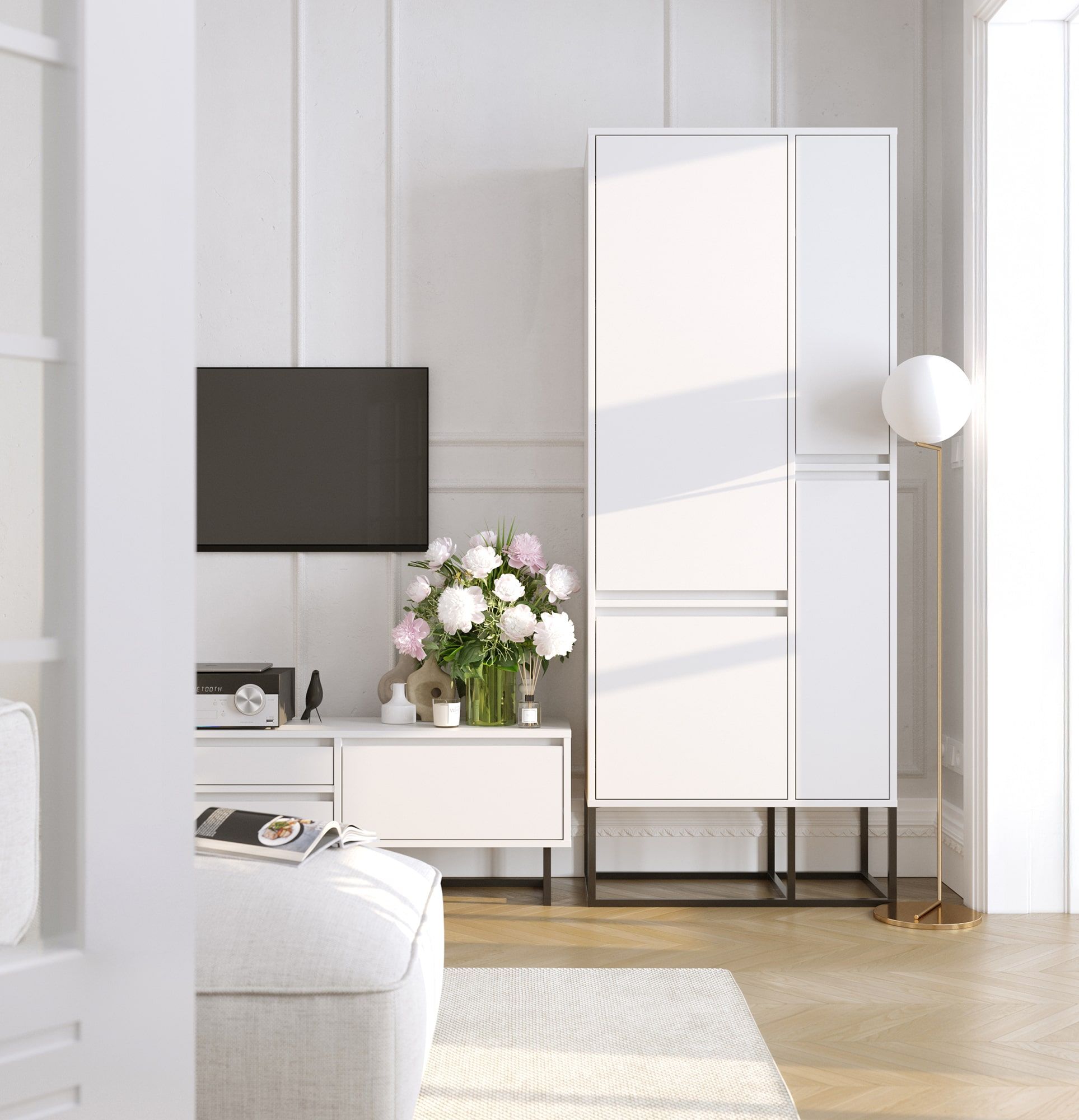 Szafa ODIS asymetryczna SZOA2
Kolor: Porcelanowa Biel
Kolor nogi: Stalowa ODIS Czarna