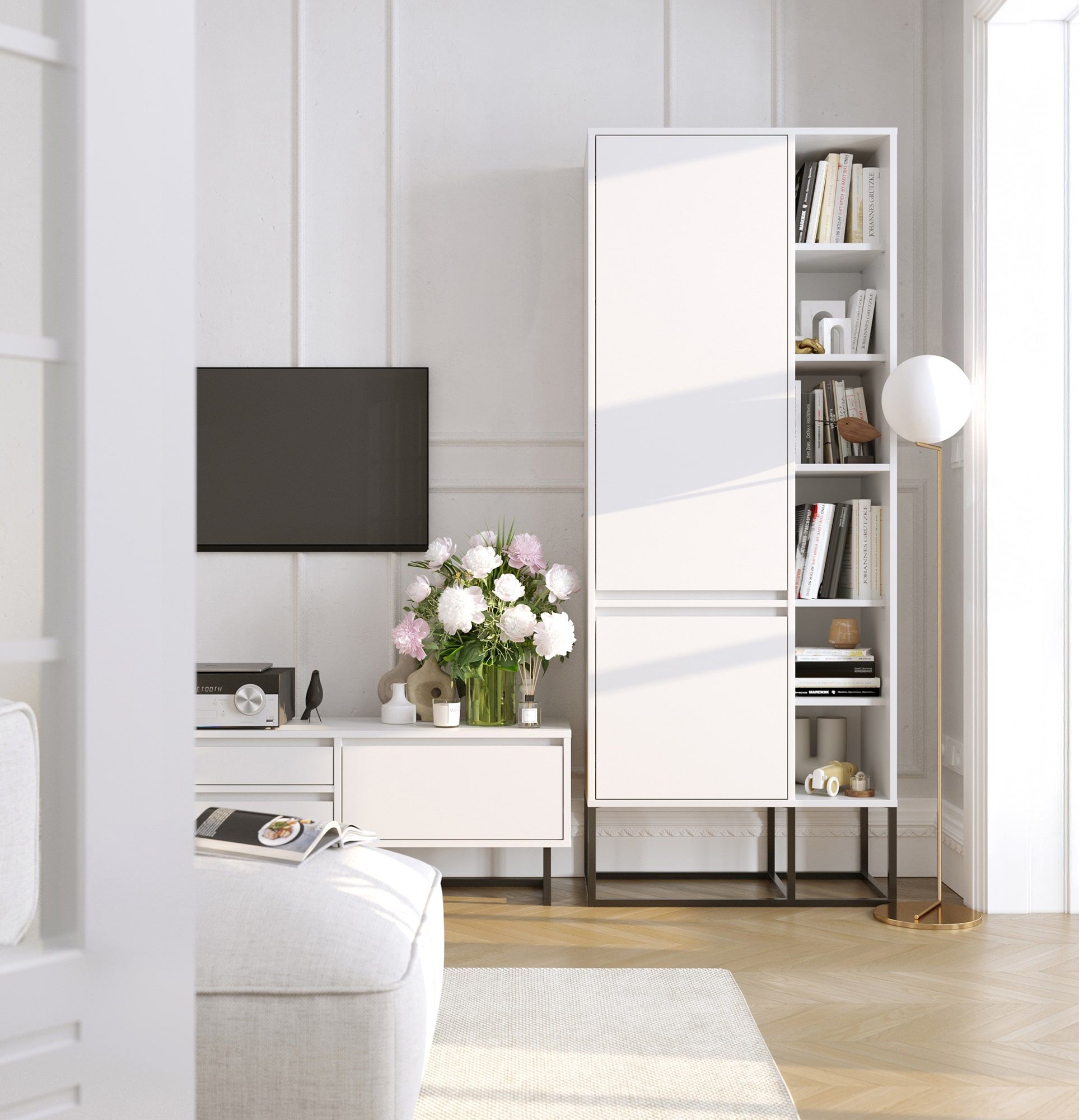 Szafa ODIS asymetryczna SZOA4
Kolor: Porcelanowa Biel
Kolor nogi: Stalowa ODIS Czarna