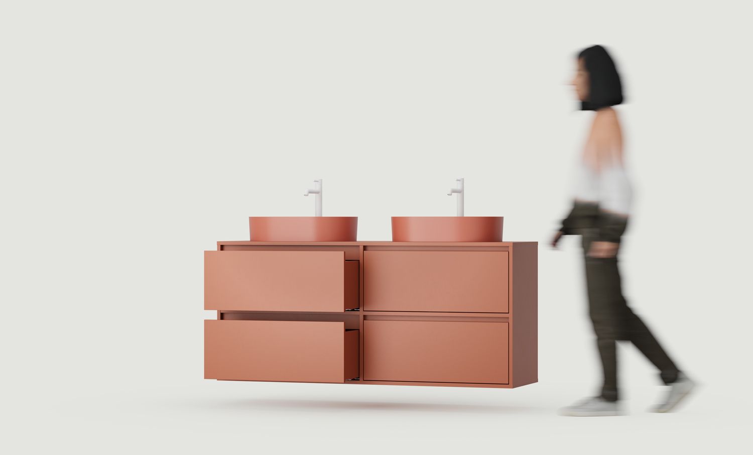 Szafka ODIS z dwiema umywalkami OMNIRES wisząca WO2U03
Kolor: Ognista Terakota
Umywalka: OVO M+ Terracotta OMNIRES
Bateria: Wysoka Y Biały Mat OMNIRES
Blat: Bez Blatu
