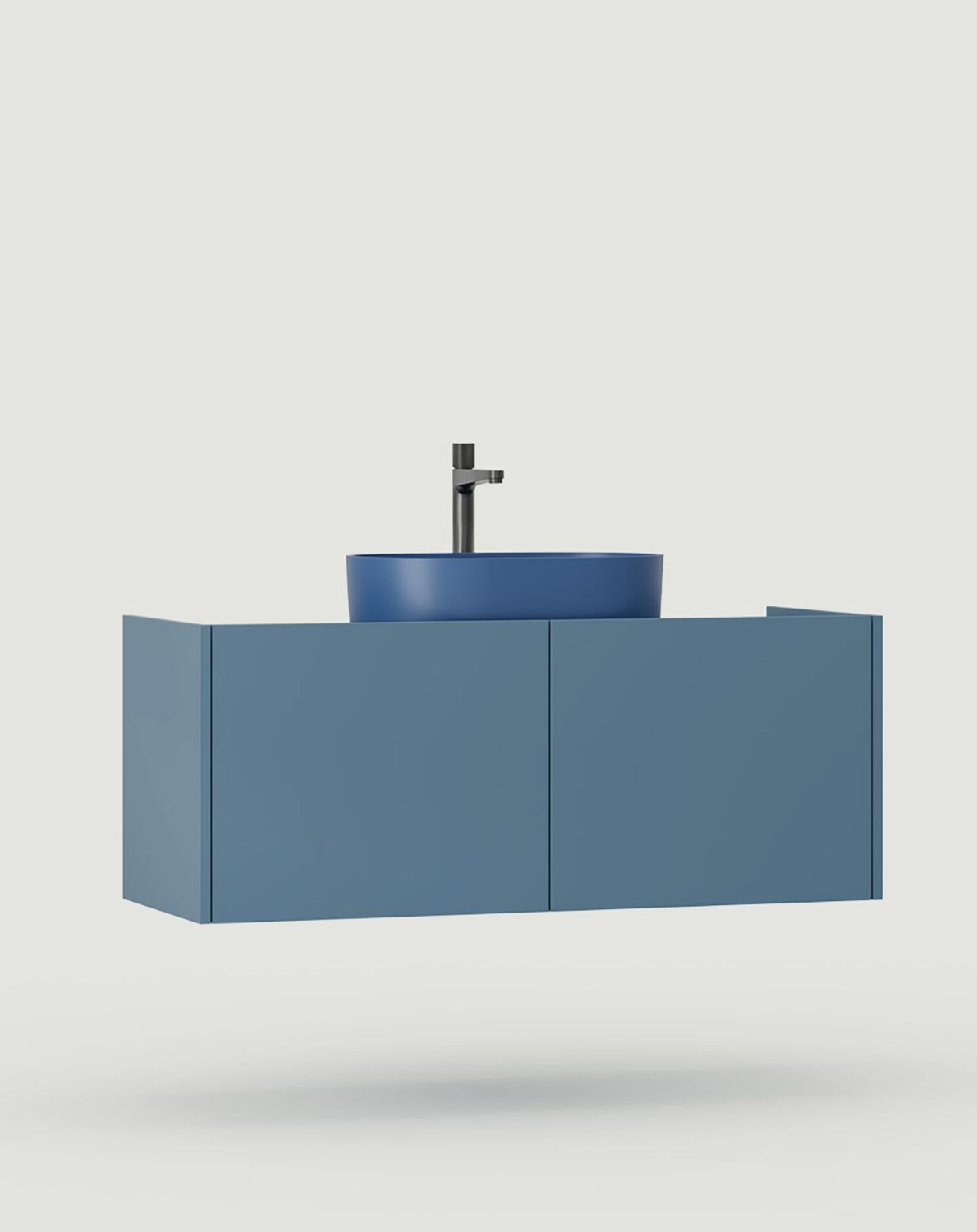 Szafka wisząca z umywalką OMNIRES SKRA SKR63 
Kolor: Mglisty Poranek
Umywalka: OVO M+ Midnight Blue
Bateria: Wysoka Contour Antracyt Omnires